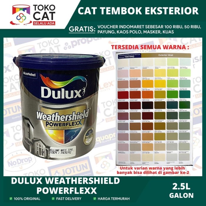 Jual Cat Tembok Luar Dulux Weathershield Powerflex 2290 Brilliant White