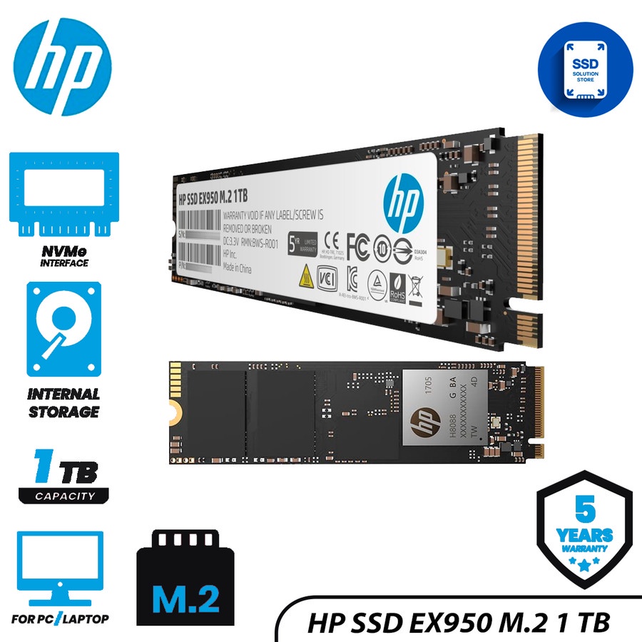 HP EX950 SSD Interne M.2 1TB 3500MB/s Lecture 2900MB/s Écriture