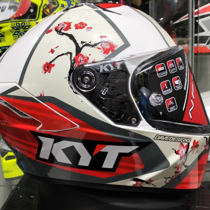 Jual Helm Kyt Nfr Xavi Sakura White Red Dd Ring Double Visor Shopee