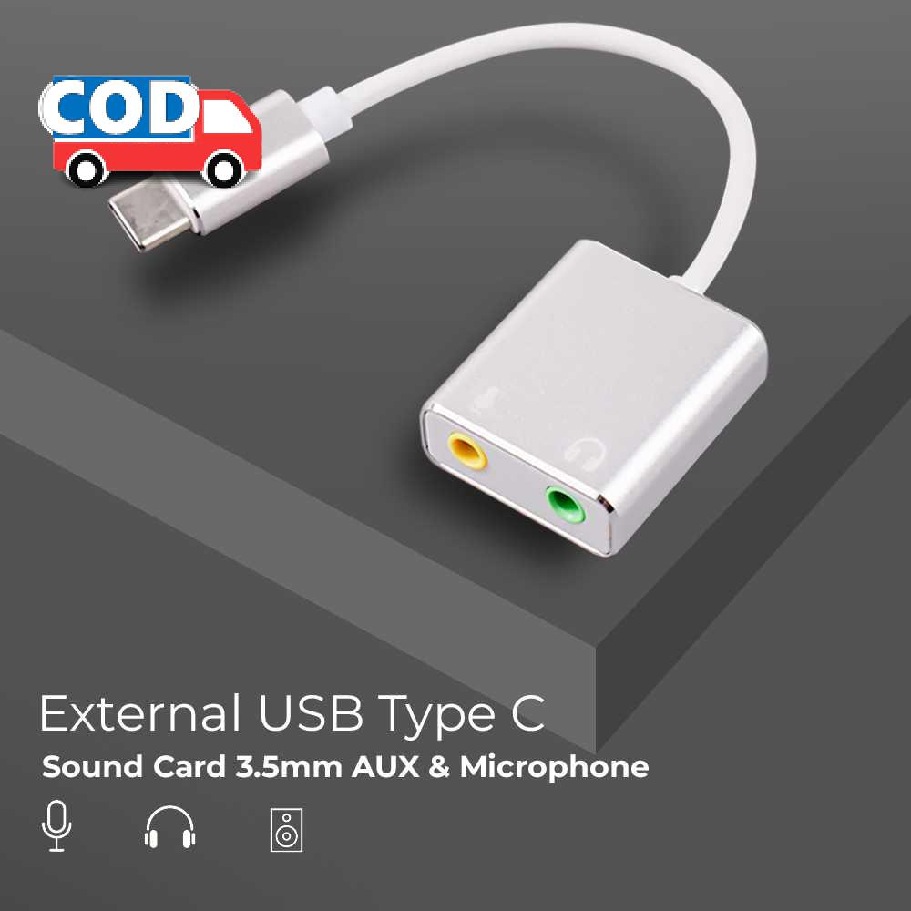 Jual Soundcard External USB Type C 2 Port Jack 3.5mm AUX Microphone ...