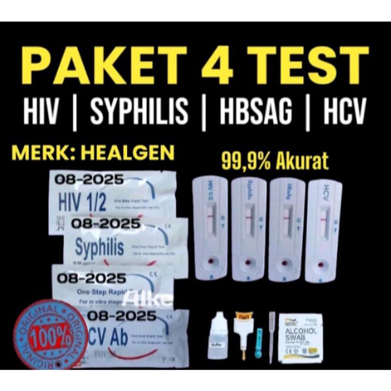 Jual paket 4 Test murah dan lengkap HIV SYPHILIS HBSAG HCV merk