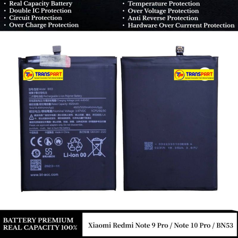 Jual Baterai Premium Battery Bt Acc Xiaomi Redmi Note 9 Pro Note 10 Pro Bn53 Real Capacity 6411