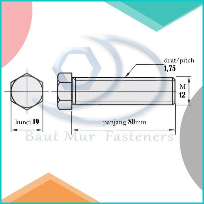Jual Baut mur Stainless M12 x 80 sus 304 ss 304 THE a2-70 16novz3 tools ...