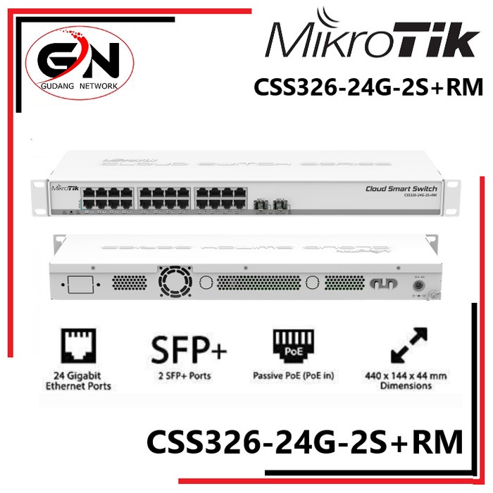 Jual MIKROTIK CSS326-24G-2S+RM 24 port gigabit ethernet + 2 SFP+ ...