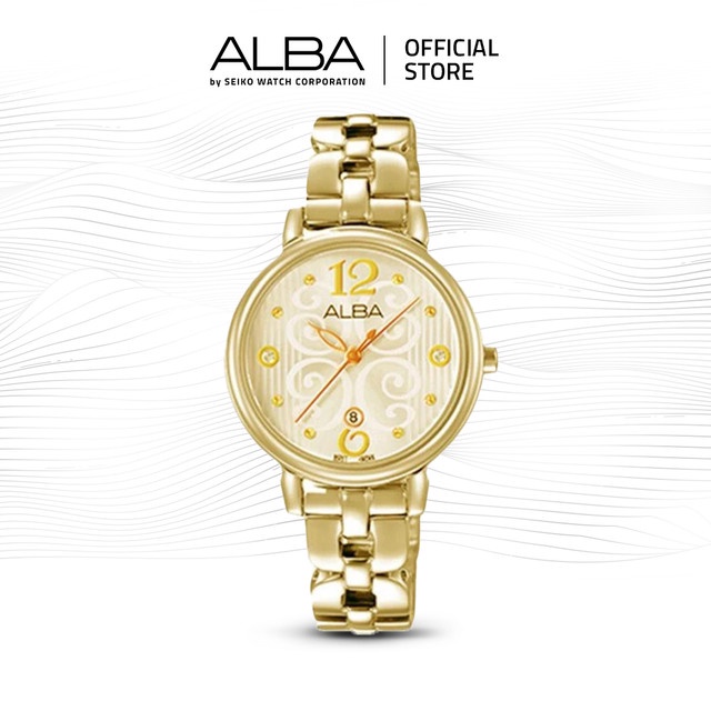 Jual ALBA Jam Tangan Wanita AH7L56 Quartz Swarovski Stainless Steel Gold Watch Shopee Indonesia