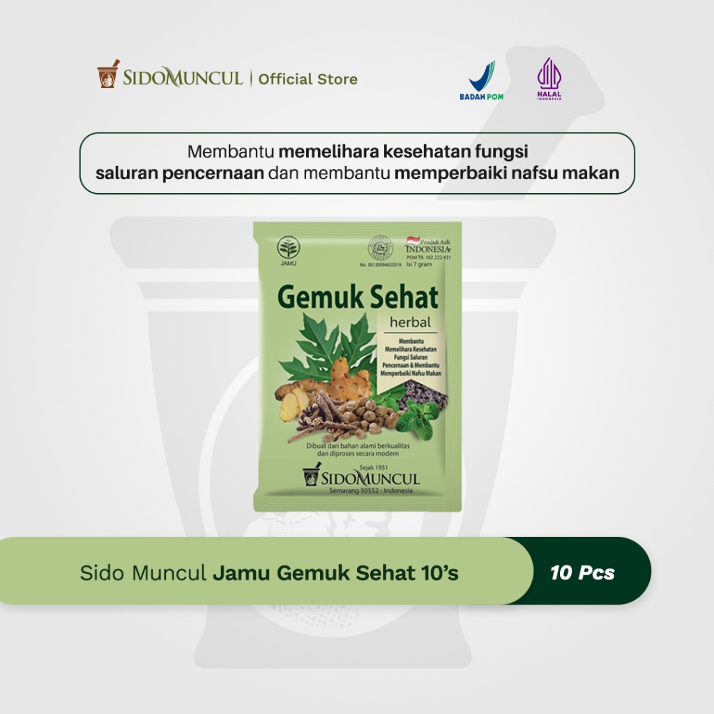 Jual Sido Muncul Jamu Gemuk Sehat 10's - Herbal Membantu Memperbaiki ...