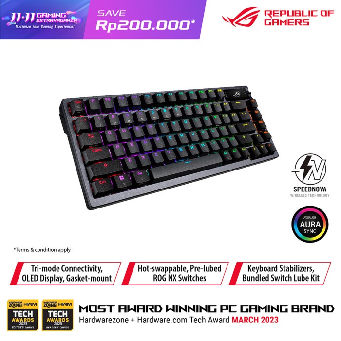 Jual ASUS ROG Azoth 75 Wireless DIY Custom Gaming Keyboard | Shopee ...