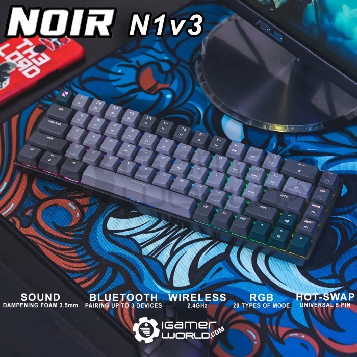 Jual Termurah!! Noir N1V3 / N1 65 Grey Wireless Hotswap Mechanical