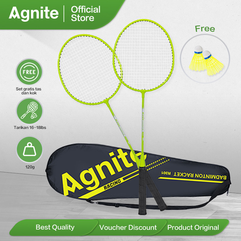 Jual Agnite Raket Bulu Tangkis / Iron-Detached Badminton Racket Isi 2 ...