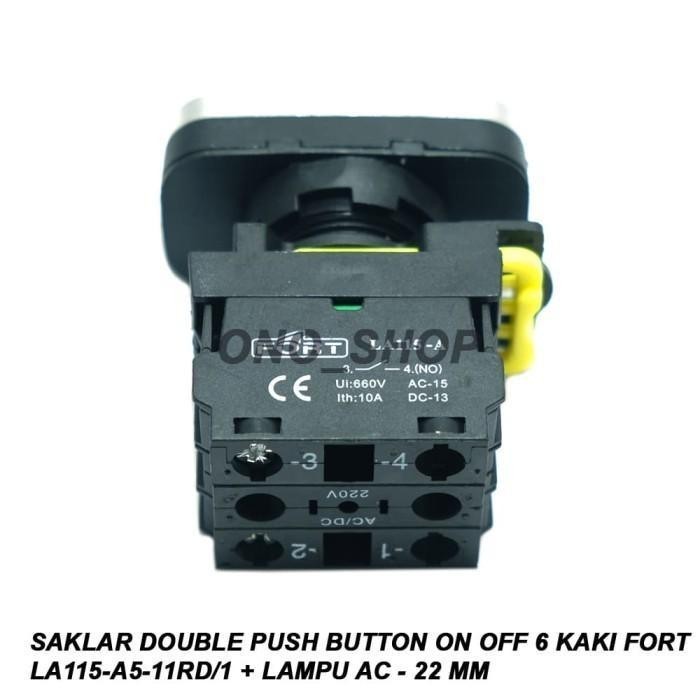 Jual SAKLAR DOUBLE PUSH BUTTON ON OFF 6 KAKI FORT LA115-A5-11RD/1 ...