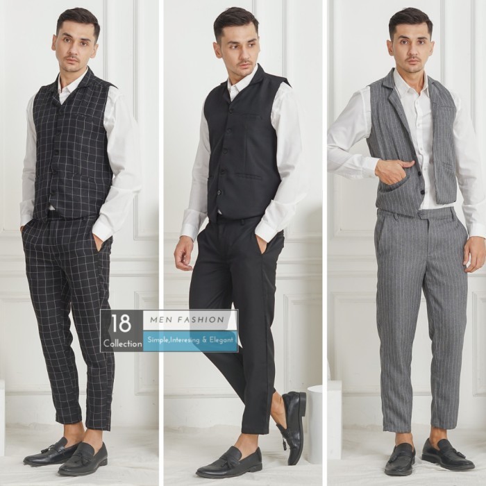 Jual 18Collection - Vest One Set Formal Motif & Polos Rompi Groomsman ...