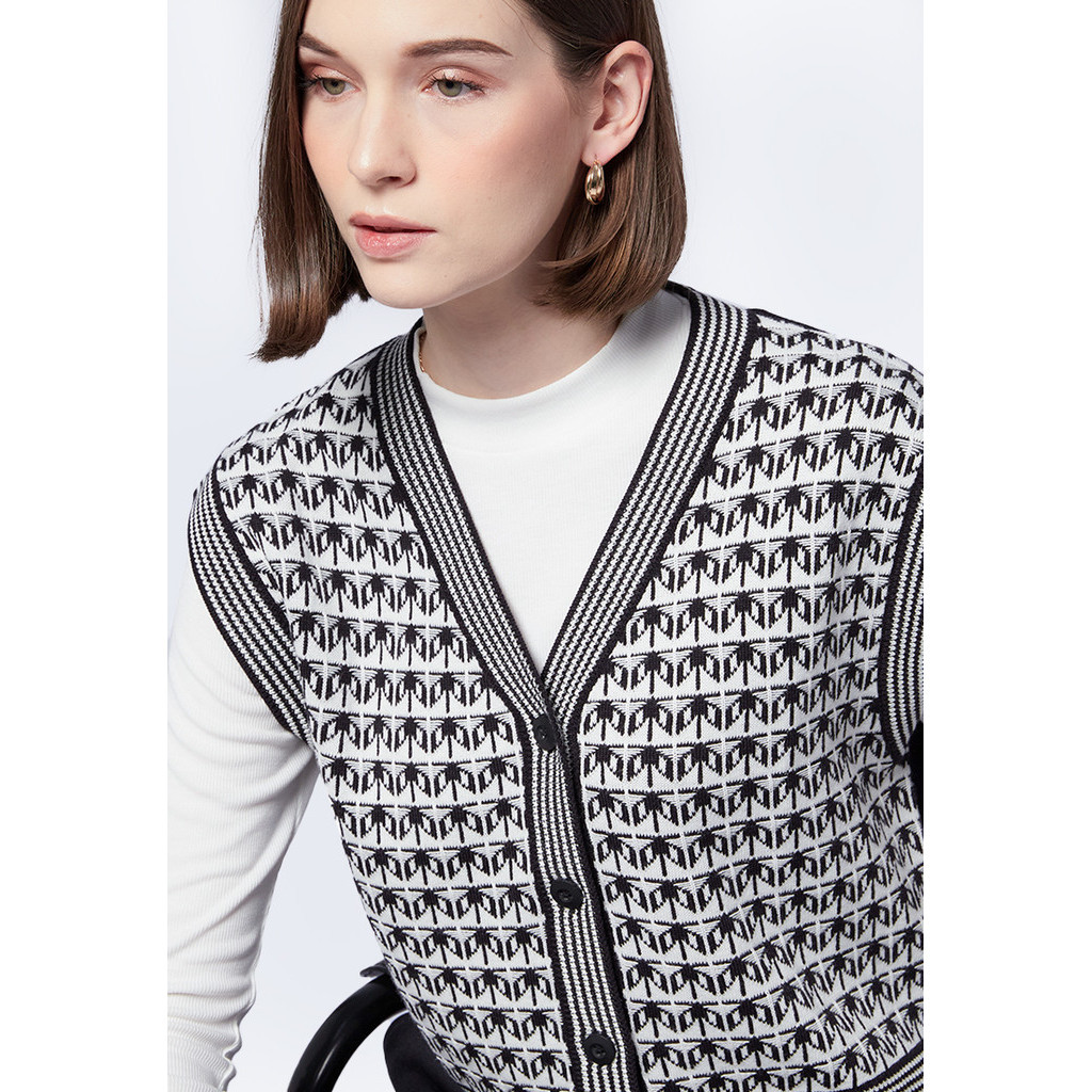 Jual Executive Button Up Printed Knit Vest Black | Shopee Indonesia