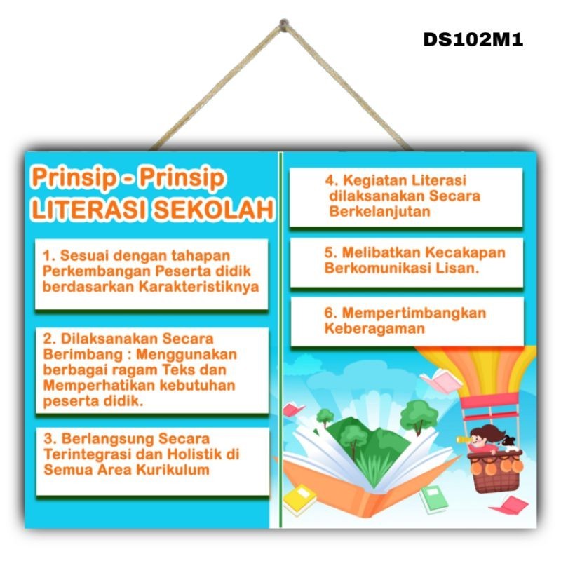 Jual Hiasan dinding PRINSIP PRINSIP LITERASI SEKOLAH ukuran JUMBO 40x30