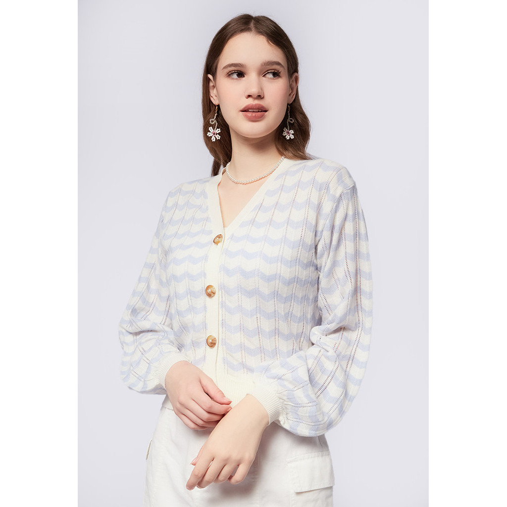 Jual COLORBOX Wave Printed Cardigan Lt. Blue | Shopee Indonesia