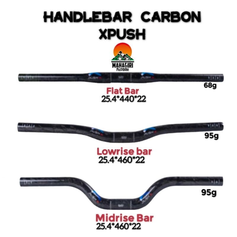 Jual Handlebar carbon Xpush pushbike balance bike flat lowrise midrise ...