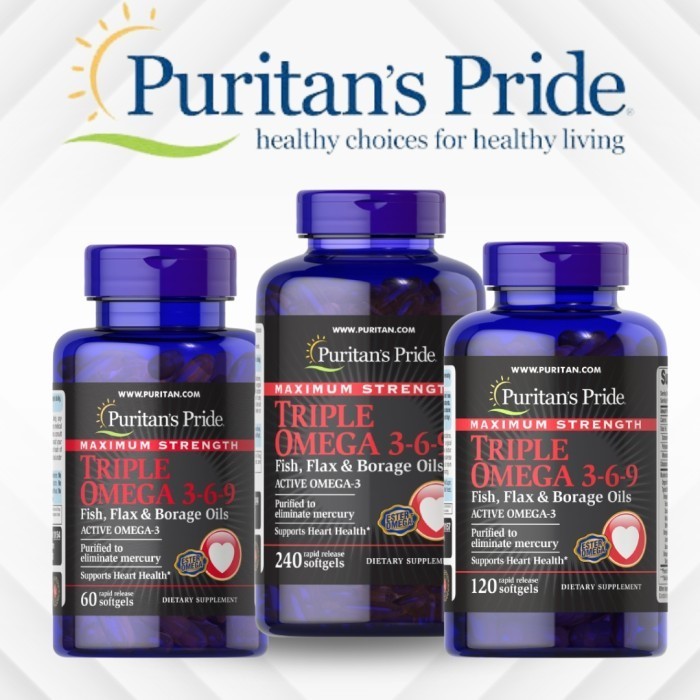 Jual Puritan Pride Triple Omega 369 Fish Flax & Borage Oil Isi 60120240