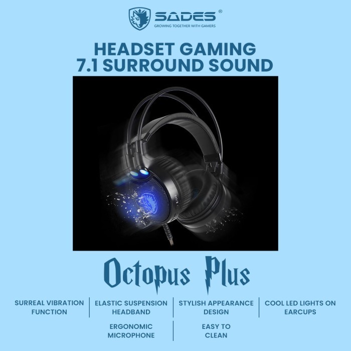 Jual Headset Gaming Sades Octopus Plus 7.1 Surround Sound With ...