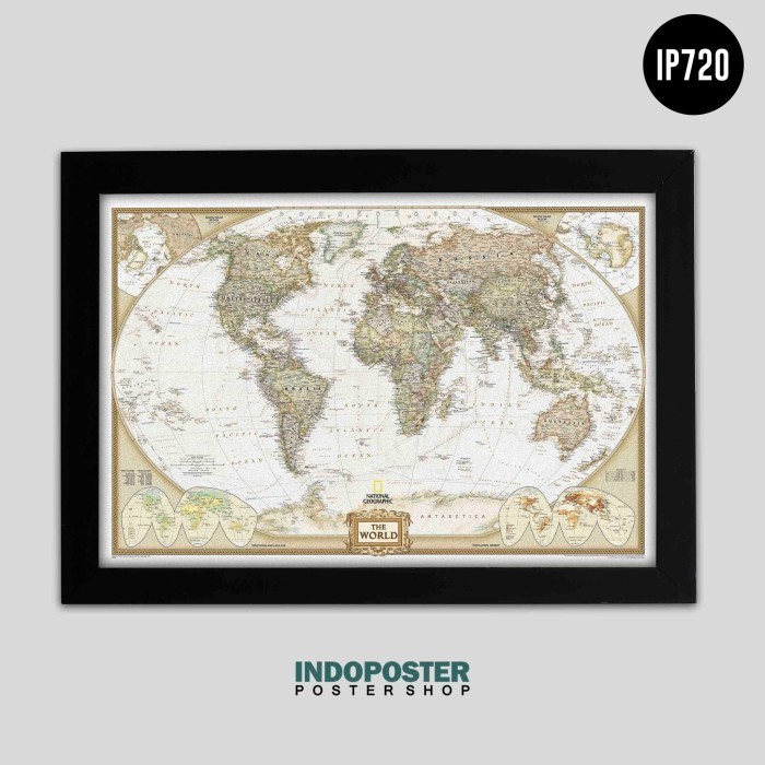 Jual Poster Hiasan World Map Peta Dunia National Geographic A2 60X40Cm ...