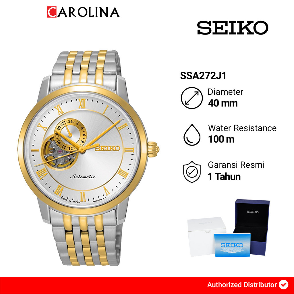 Jual Jam Tangan Pria Seiko Automatic SSA272J1 Open Heart White Dial Two Tone Stainless Steel Strap Shopee Indonesia