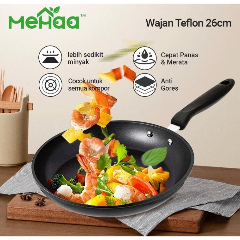 Jual Mehaa Teflon Serbaguna Wajan Penggorengan Frypan Teflon Anti ...