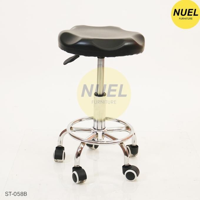 Jual Kursi Bulat Roda Bar stool Salon Lab Drum Hidrolik Kaki Besi ...
