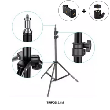 Tripod Handphone Dan Kamera 2.1 Meter Stand HP Model Lipat Dengan Holder Dan Ball Head Rotation