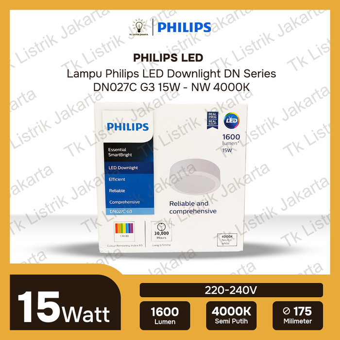 Jual Lampu Philips Downlight LED Plafon DN027C Gen 3 LED15 15W D200 ...
