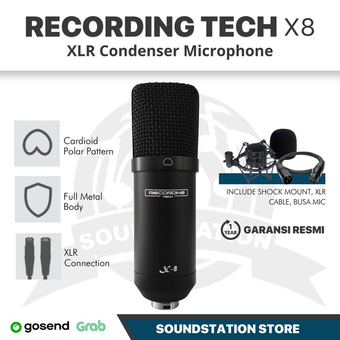 Jual Xlr Condenser Microphone Recording Tech X8 Mic Podcast Dan Rekaman ...
