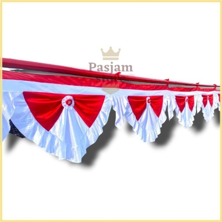 Jual BENDERA MERAH PUTIH BACKGROUND RUMBAI 10 GELOMBANG PANJANG 8 METER ...