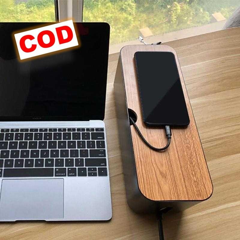 Jual Kotak Kabel Charger Komputer Laptop Kayu Organizer Box Manajemen ...