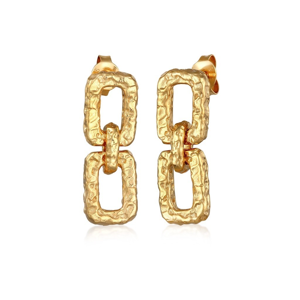 Elli Earrings Ladies Creoles Sparkling With Shell Core Pearls And Crystals In 925 Sterling Silver Gold Plated In Gold