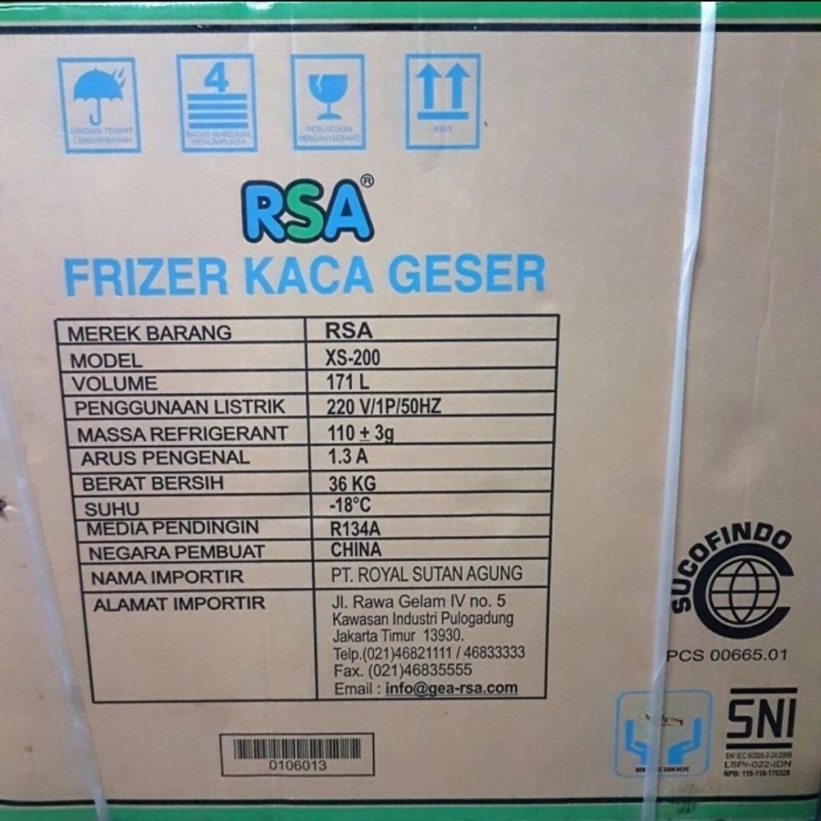 Jual Chest Freezer Kaca RSA XS-200 Sliding Flat Glass XS200 Pembeku ...