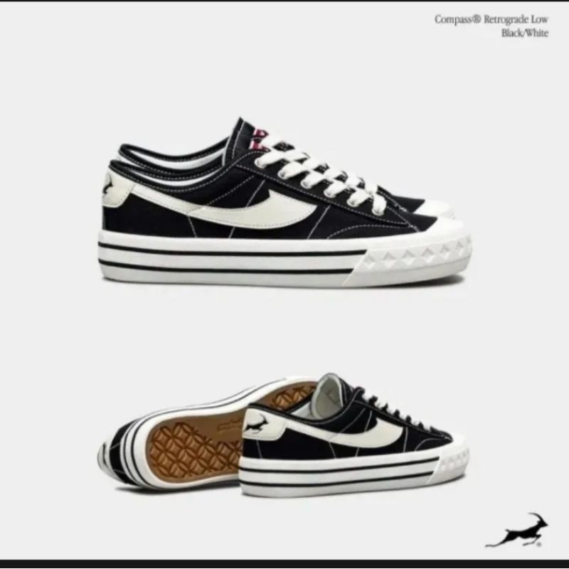 Jual Promo besar Sepatu COmpass Retrograde Low Black White | Shopee ...