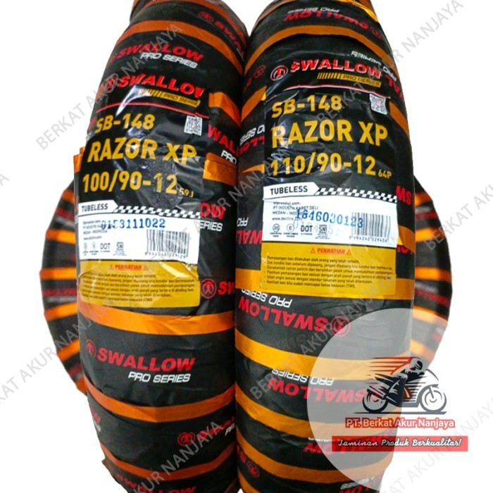 Jual Ban Swallow Razor XP 100/90 Dan 110/90 ring 12 Tubeless Free ...