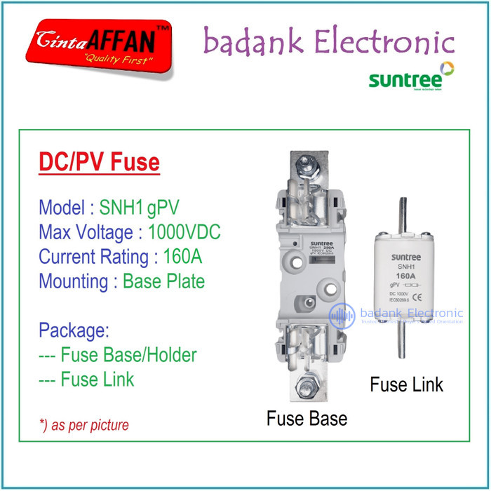 Jual 160A - SUNTREE SNH1 GPV 1P 1000V DC FUSE BASE/HOLDER + FUSE LINK ...