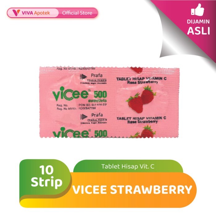 Jual Vicee Strawberry Tablet Hisap Vit. C (10 Strip) | Shopee Indonesia