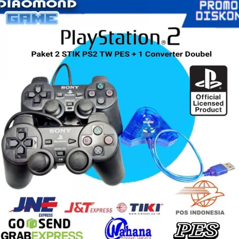 Jual UFO-2025 STIK PS2 SEMI ORI HITAM 2 PCS + CONVERTER USB 2 DOBEL ...