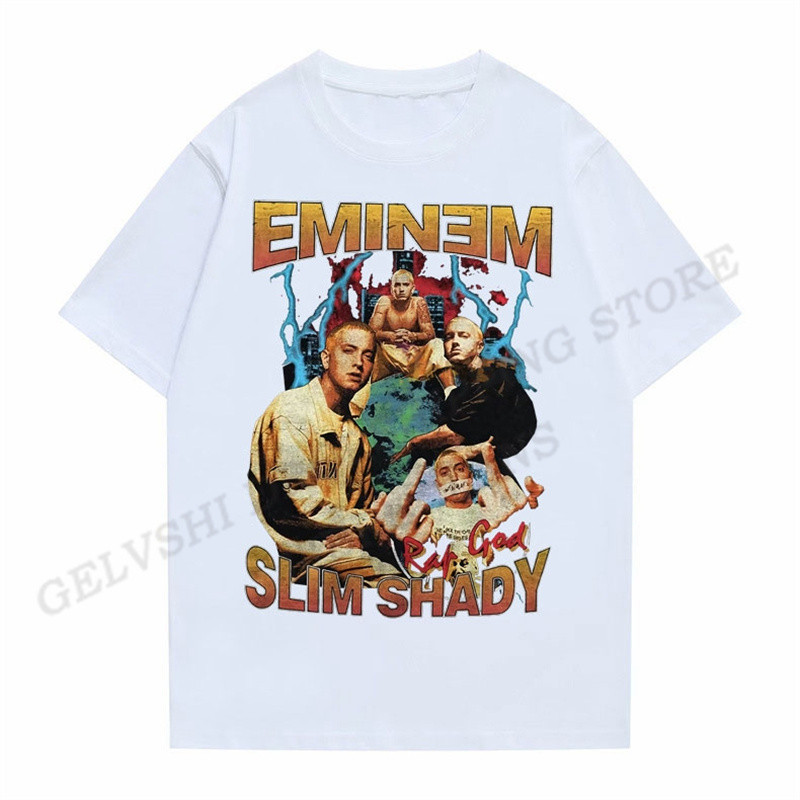 Jual Kaos Cetak Penyanyi Hip Hop Rapper Eminem Harajuku 2024 Model Baru Jalanan Trendi 