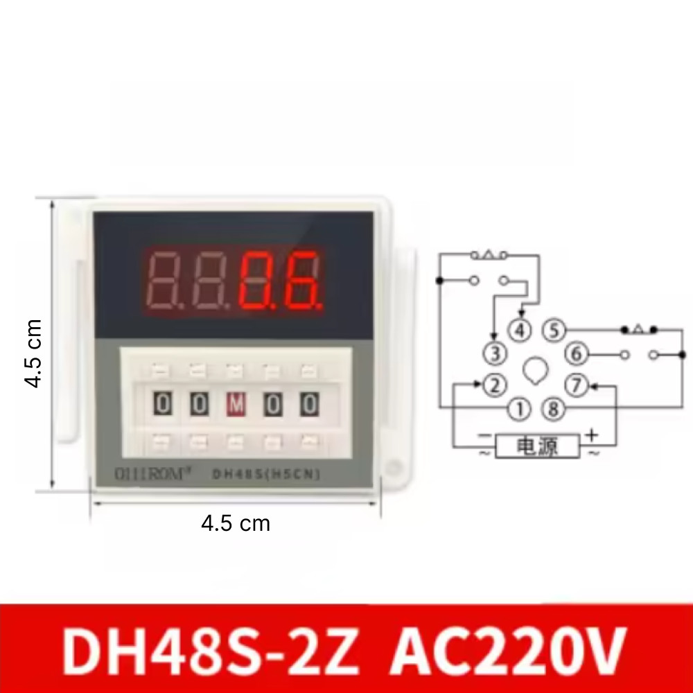 Programmierbares Zeitschaltrelais DH48S 12V - 8-poliger Timer Mit Buchse