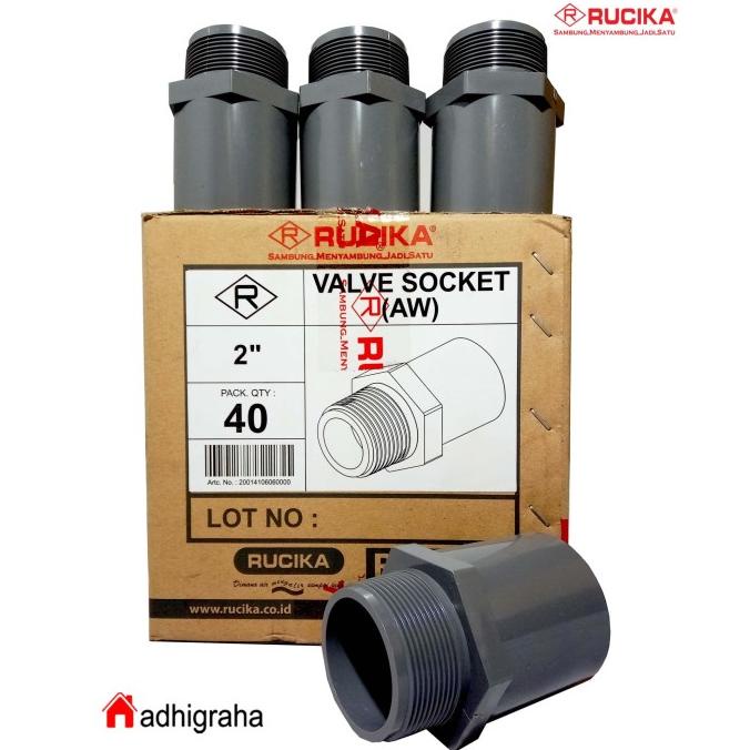 Jual Pc Valve Sock Pvc Ts Aw Tebal Rucika Sok Socket Drat Luar Shopee Indonesia