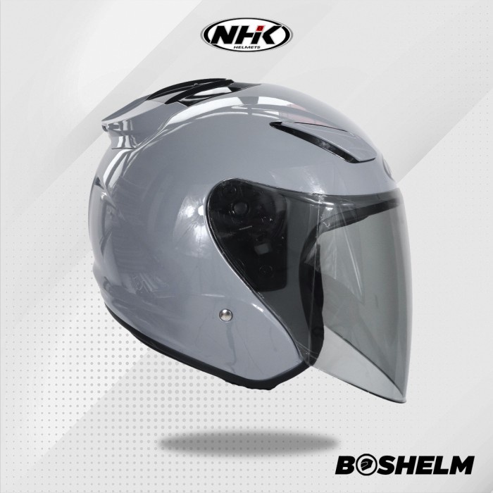 Jual Helm Nhk R1 Single Visor Solid Dim Grey Glossy Helm Half Face Sni ...