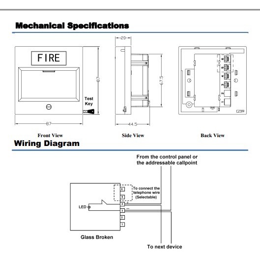 Jual System Sensor Break Glass M400K/T Manual Call Point Fire Alarm ...