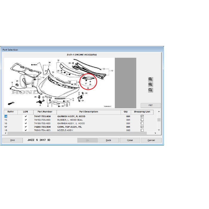 Jual Cover Cowl / Garnish Kap Mesin Kiri Jazz GK5 20152019 Genuine