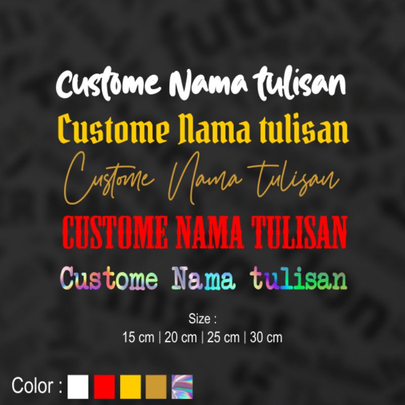 Jual STICKER CUTTING CUSTOM NAMA VOL 2 STIKER MOTOR CUSTOM | Shopee ...