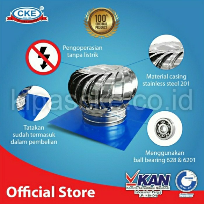Jual Turbin Ventilator Stainless 16 Inch Ball Bearing Ventilator Heavy
