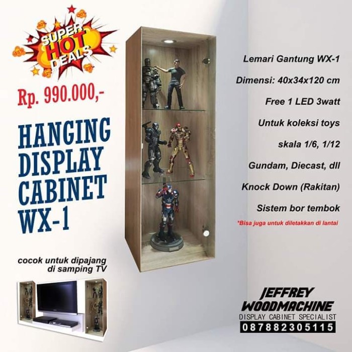Jual lemari display pajang koleksi gantung tembok WX1 wx1 hot toys