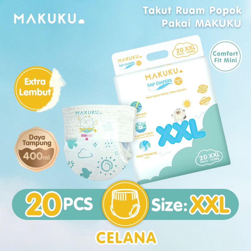 Jual MAKUKU SAP Diapers Comfort Fit Mini Pants XXL20 Popok Bayi Anti ...