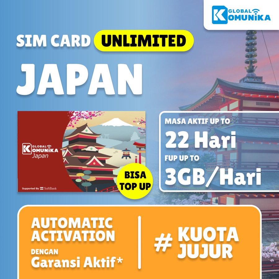 Jual Simcard Jepang Unlimited Softbank Japan Sim Card Kartu Data