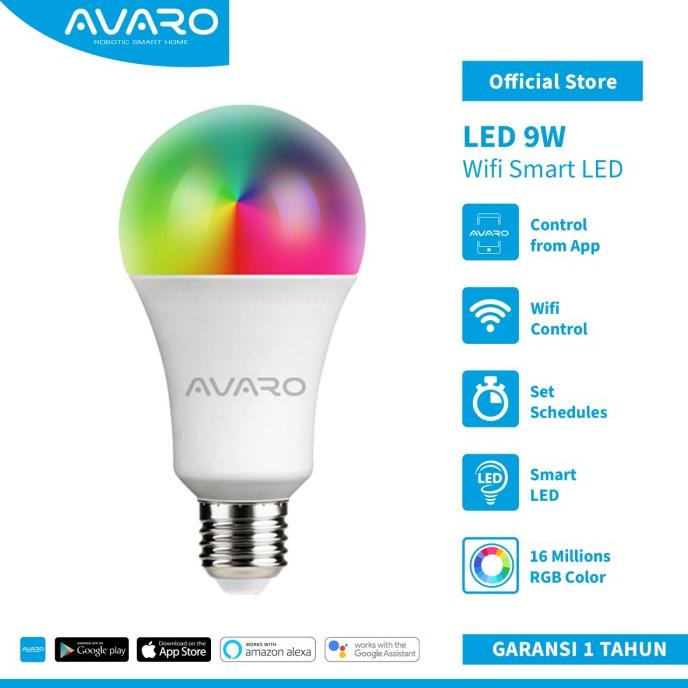 Jual EXCLUSIVE AVARO Lampu Smart LED 9W WIFI Smart Bulb (RGB+ WW ...