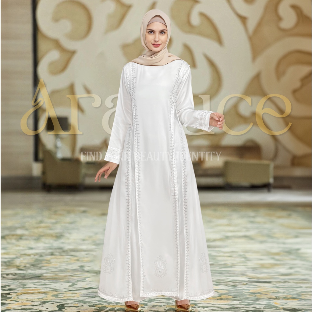 Jual Aralluce • Baju Gamis Putih Wanita Kekinian Terbaru Dress Abaya